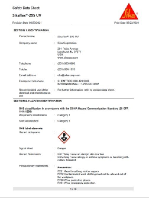 Sikaflex-295UV_Safety Data Sheet